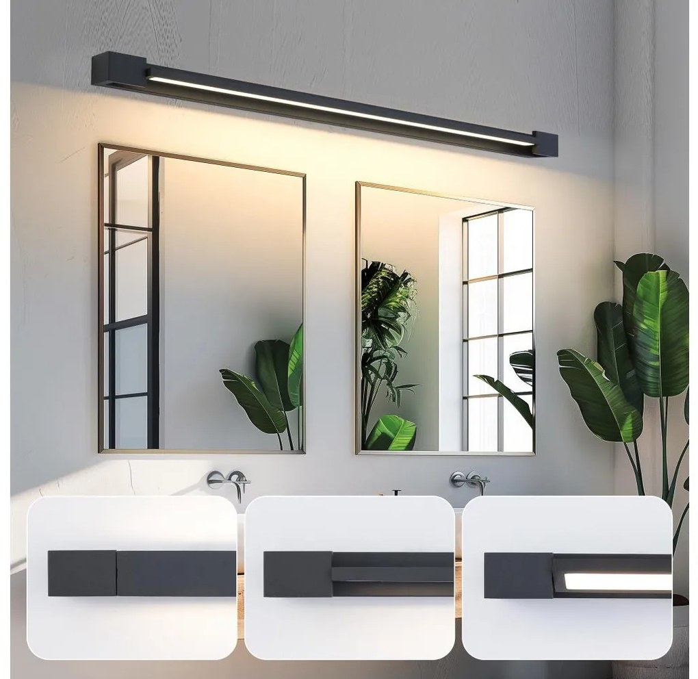 Brilagi-LED AQUA LINE fürdőszobai tükörvilágítás LED/36W/230V 120 cm IP44 fekete