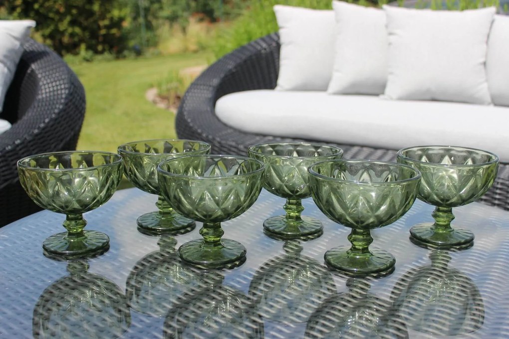 Zöld üveg fagylaltos csésze 300ml 6db