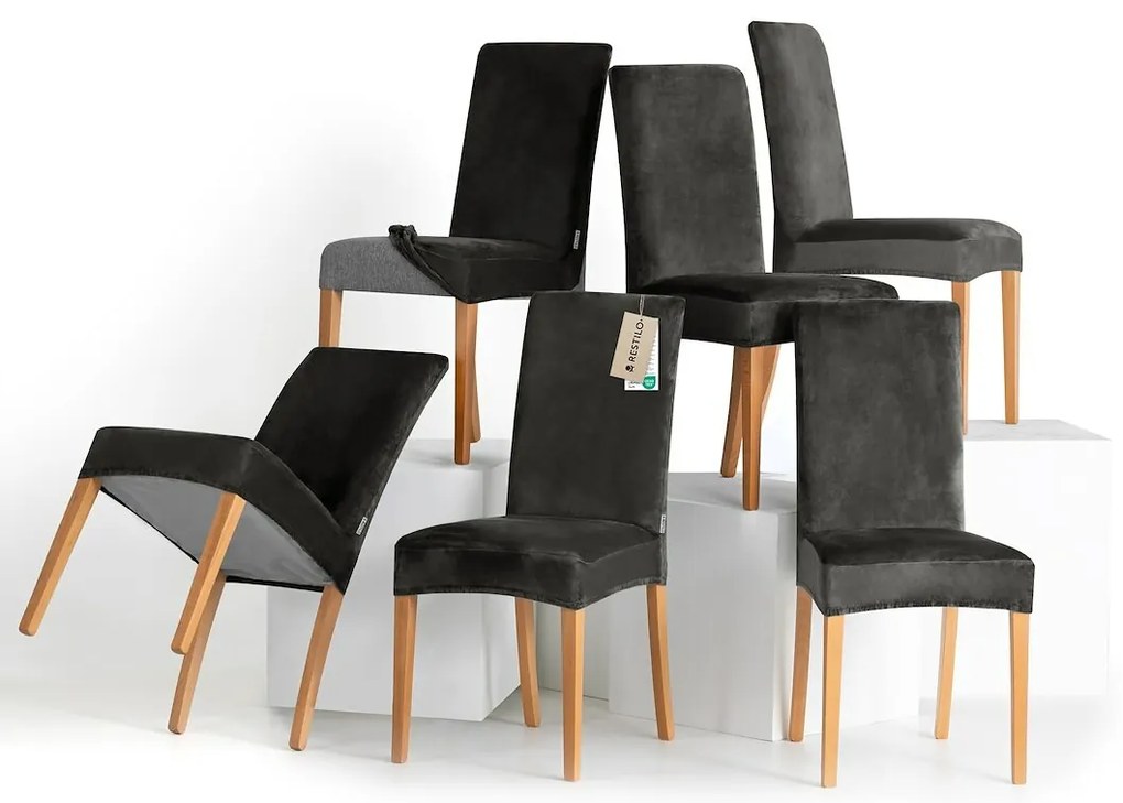 Restilo Feszítő huzat székhez Sento sötét szürke, 48 x 48 x 58 + 10 cm, 6 db-os szett