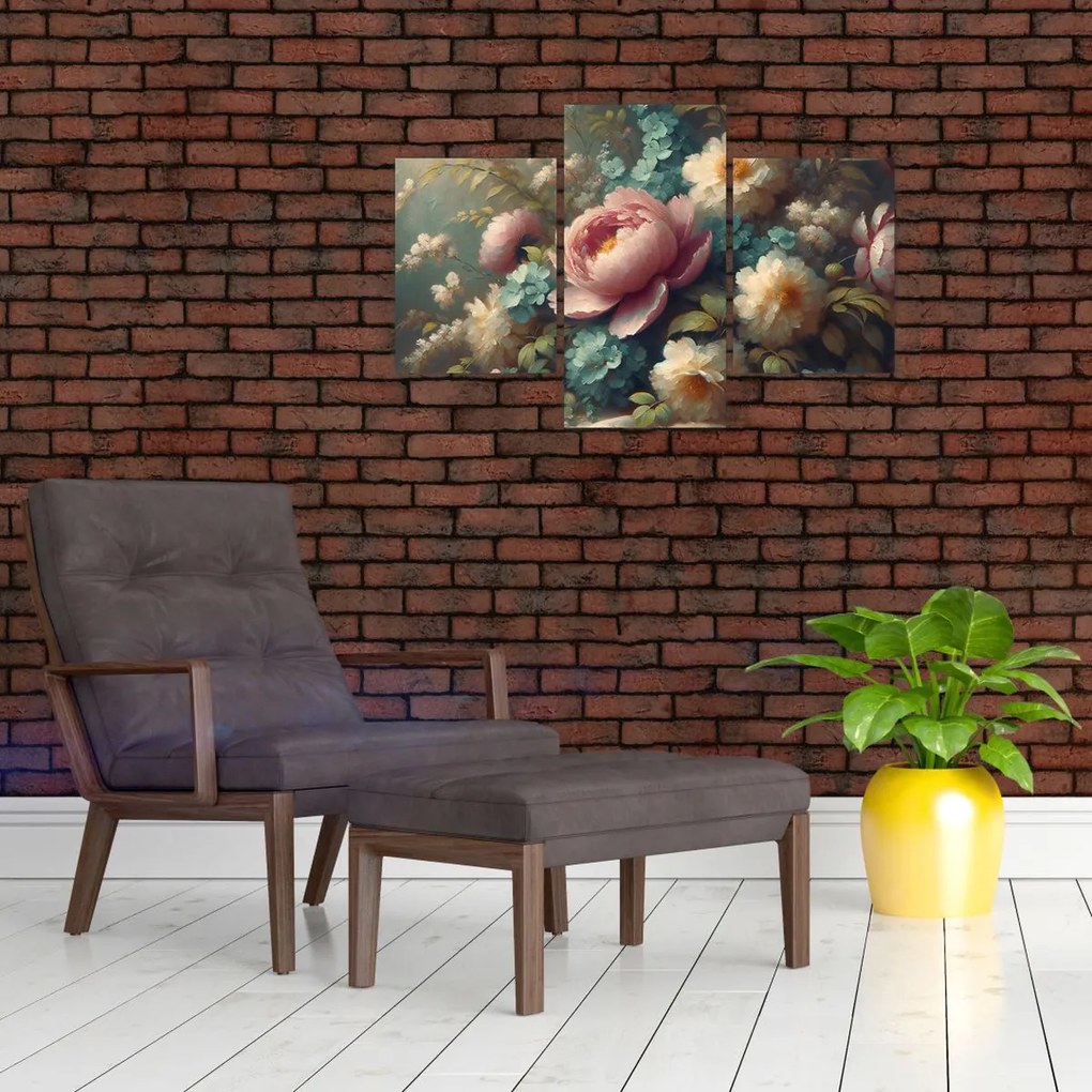 Kép - Természet csendélet virágokkal - festmény (90x60 cm)