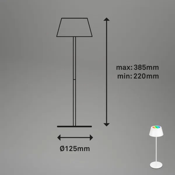 Brilo - LED RGB újratölthető érintésvezérlésű asztali lámpa KIKI LED/2,6W/5V IP44 2600 mAh fehér