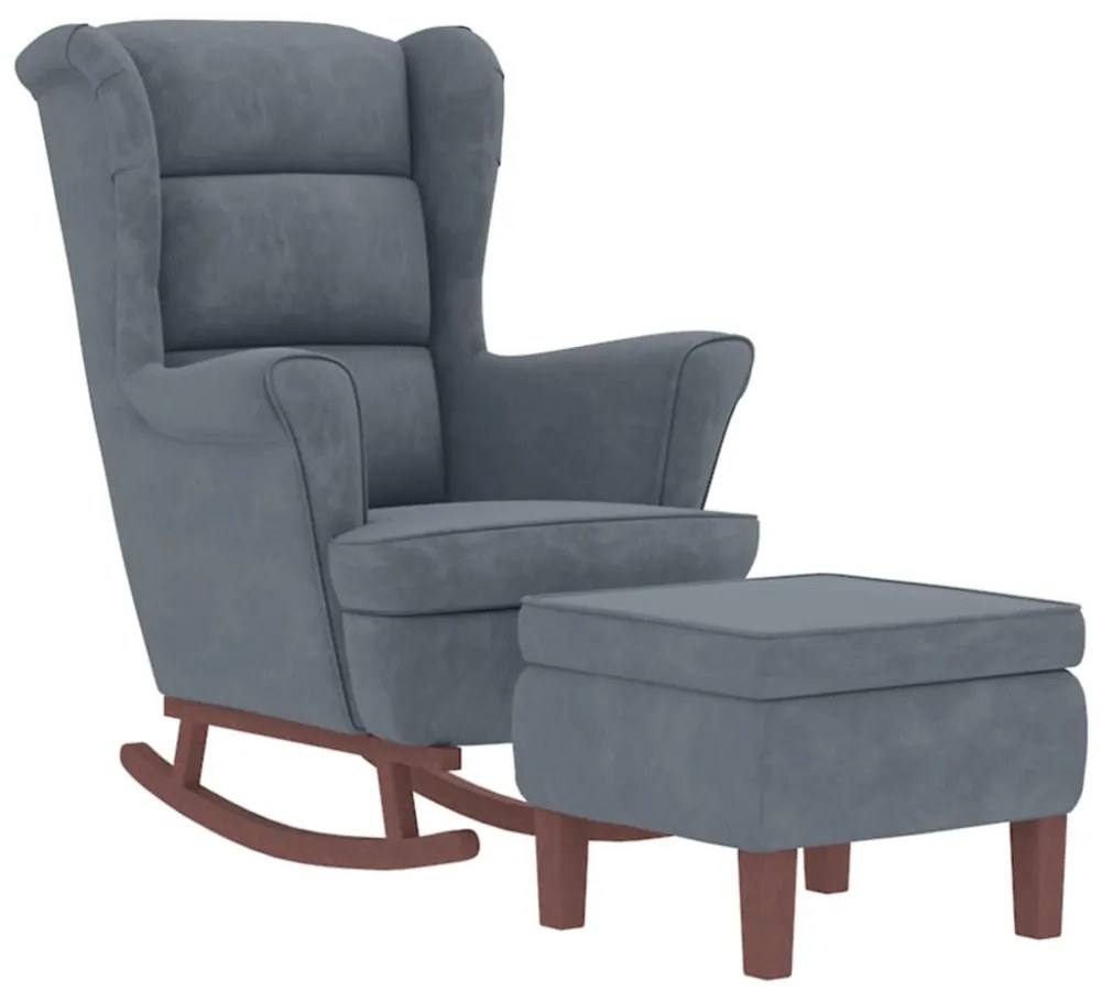 Sötétszürke Bársony és Tömörfa Hintaszék