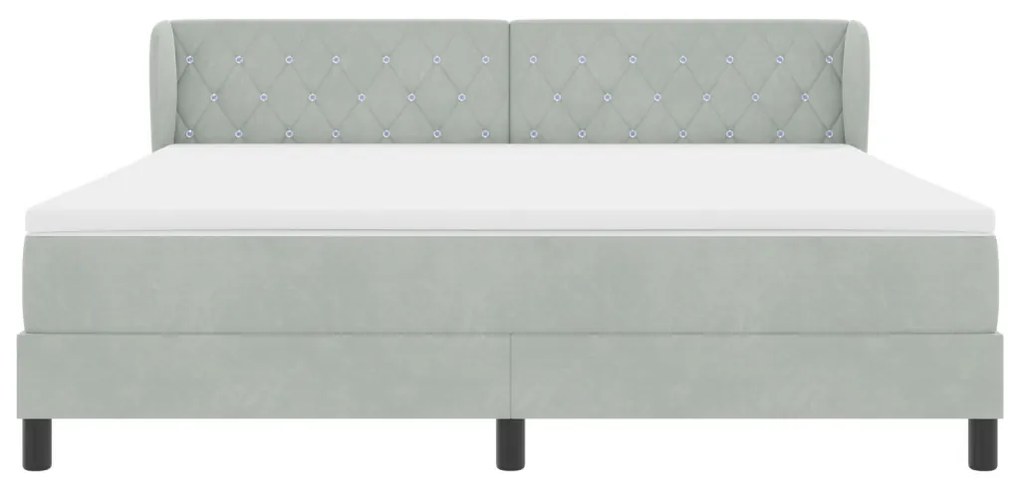 Boxspring Ágy Matrac Kivilágos Szürke 180x200 cm Bársony