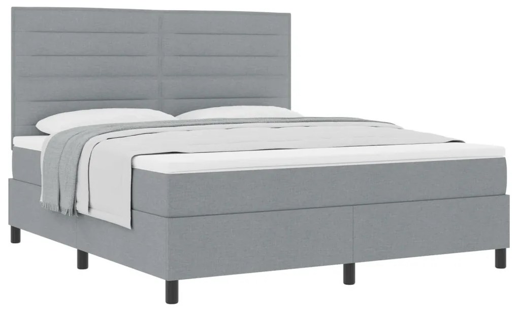 Boxspring ágy matraccal világosszürke szövet