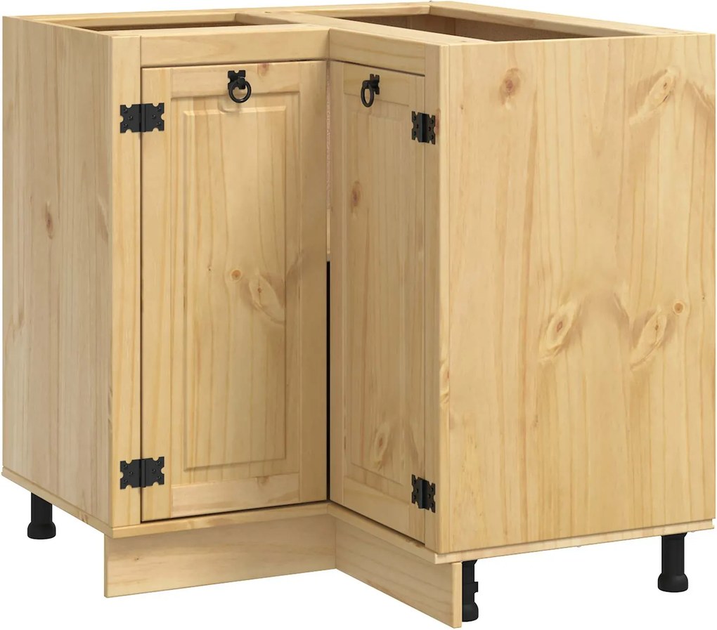 vidaXL Cabinet polcokkal SKI Mézes Barna 60 x 32 x 40 cm Tömör fenyőfa