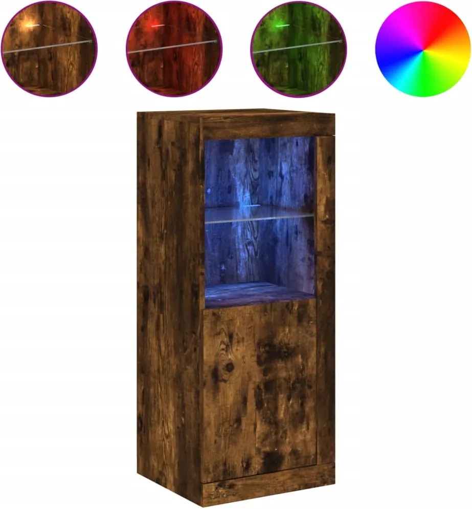 vidaXL füstös tölgy színű tálalószekrény LED-ekkel 41 x 37 x 100 cm