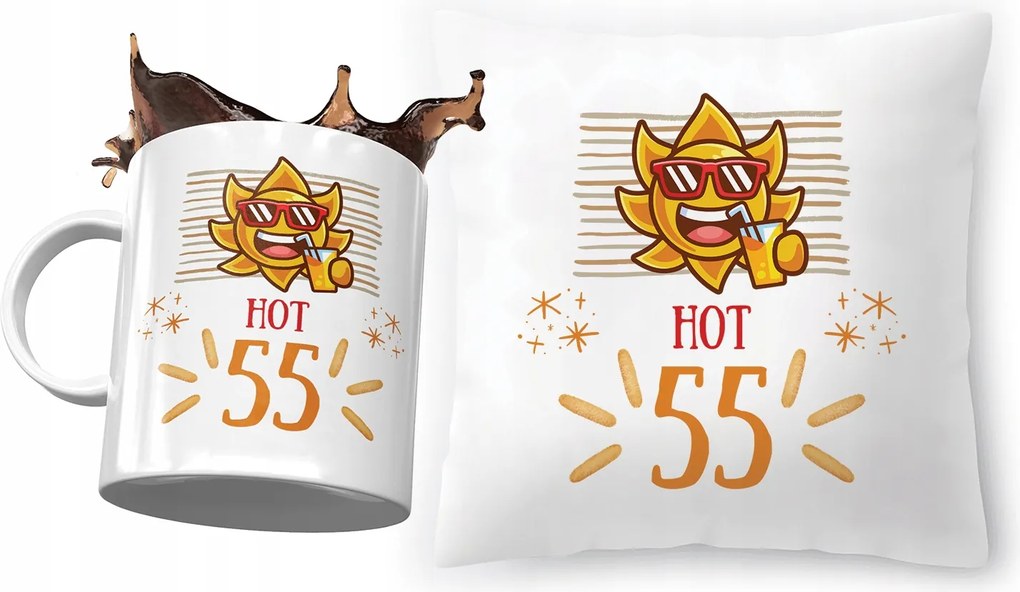 Születésnapi szett 55 55-es 55-ös párna fényképes nyomott mintás bögre