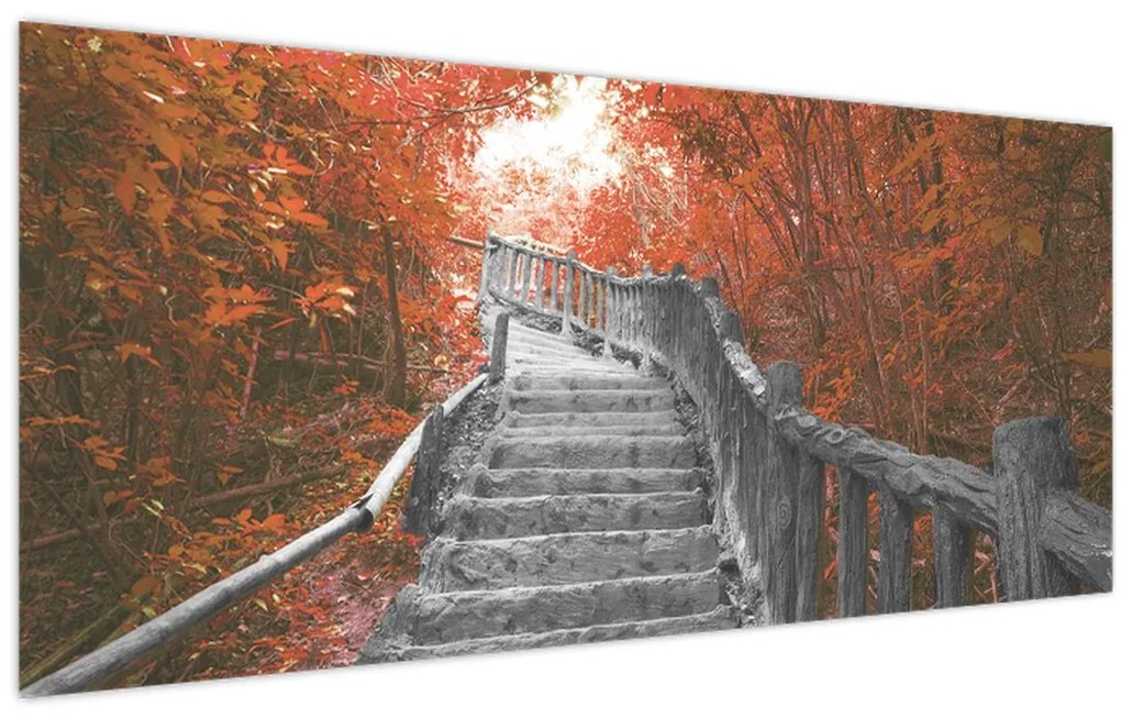 Kép - Lépcsők a természetben, narancssárga (120x50 cm)