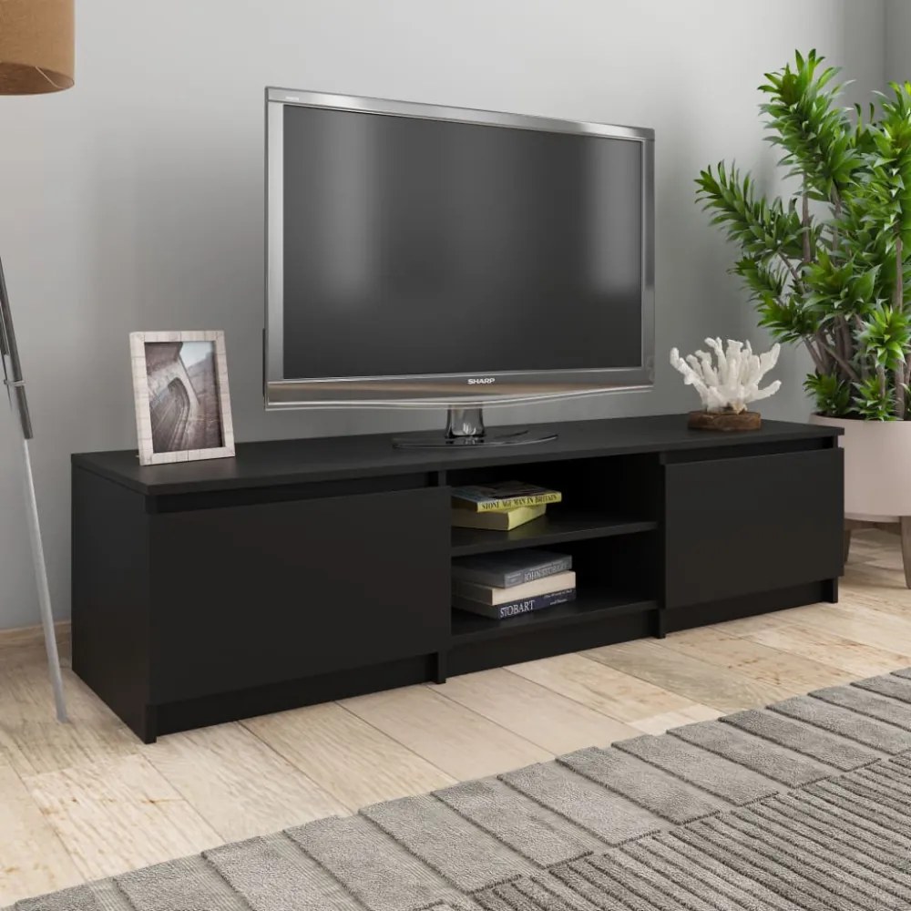 fekete szerelt fa TV-szekrény 140 x 40 x 35,5 cm
