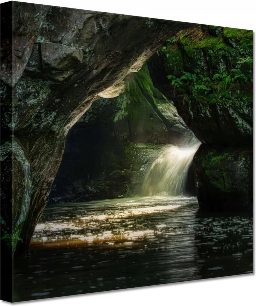 Vászonkép 60x60 Hegyek Sziklák Vízesés