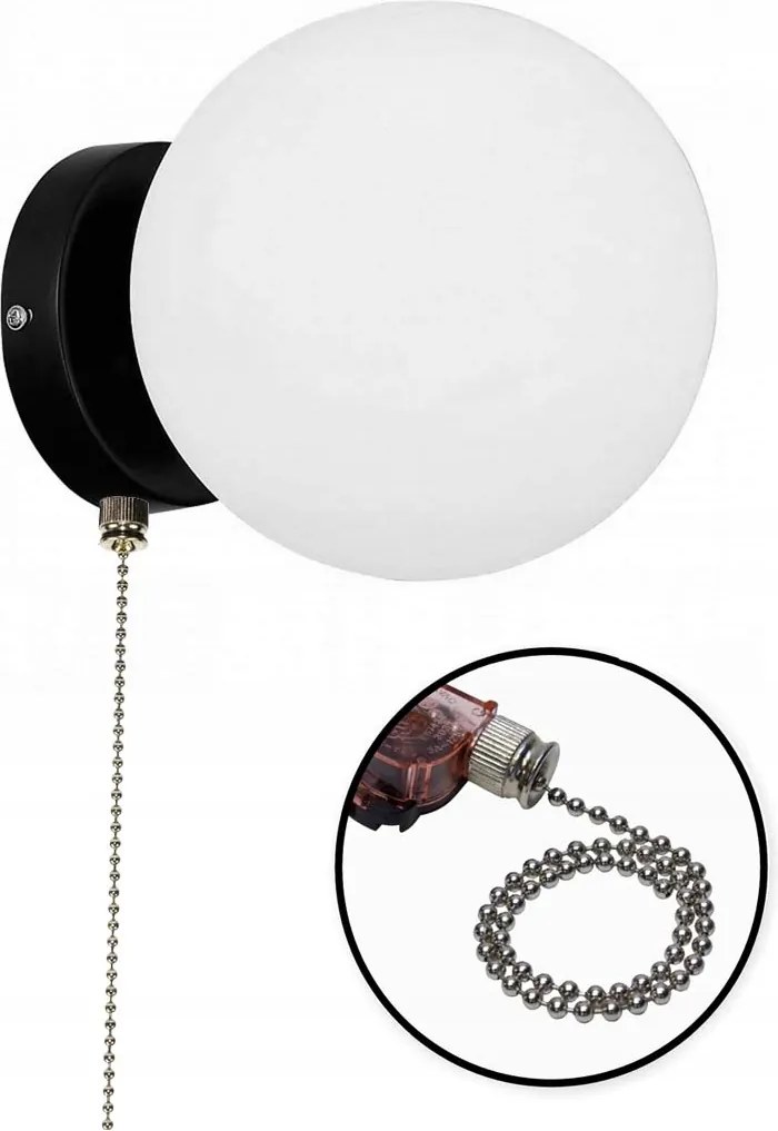 Fali Lámpa Láncos Be/ki kapcsolóval Üveg Lámpabúra Gömb