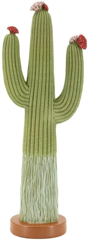 Dekor kaktusz szobor talppal – zöld, virágos 16,5X11X45 cm