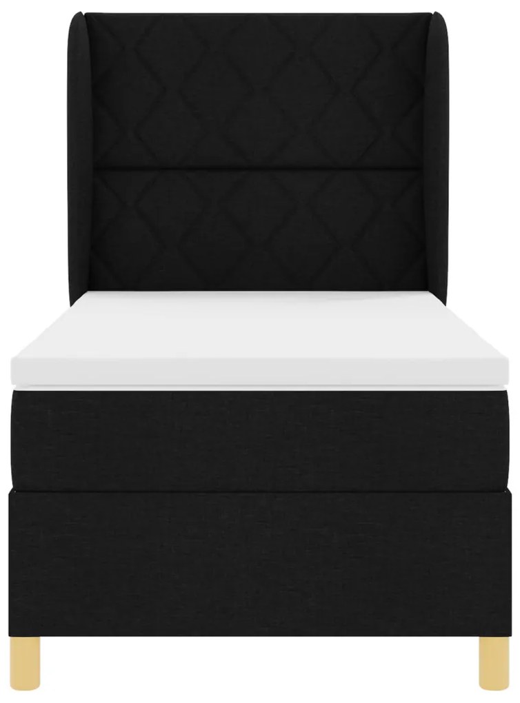 Boxspring Ágy Matrac Szfekete 90x200 cm Szövet