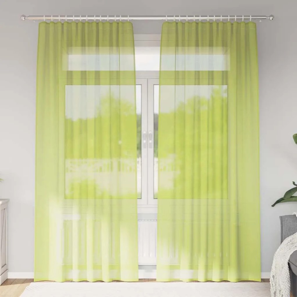 vidaXL 2 db almazöld fátyolfüggönyök rúd zsebekkel 140x260 cm