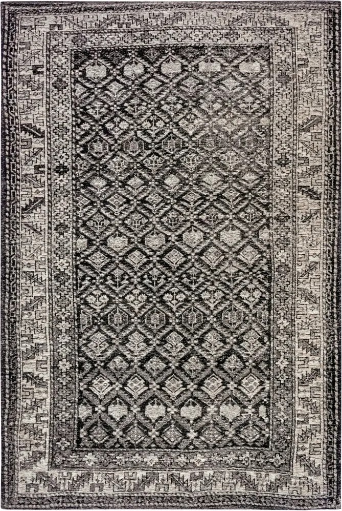 Szőnyeg,konyhai járólap 80x165cm, lapos szövésű fekete hagyományos minta