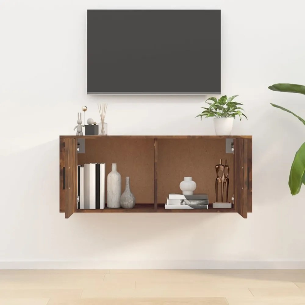 füstös tölgy színű fali TV-szekrény 100x34,5x40 cm