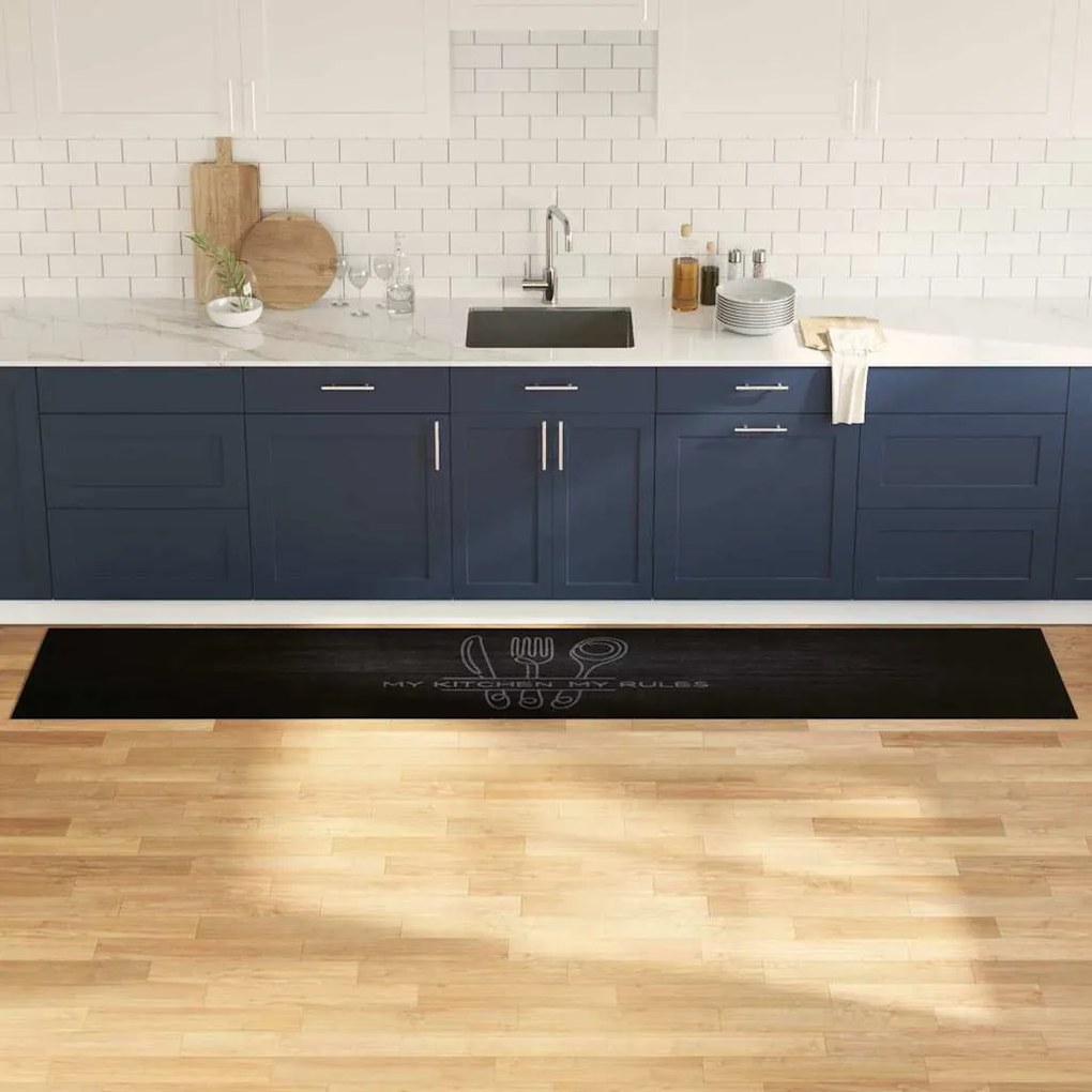 Konyhai szőnyeg Fekete 300 x 60 cm Bársony