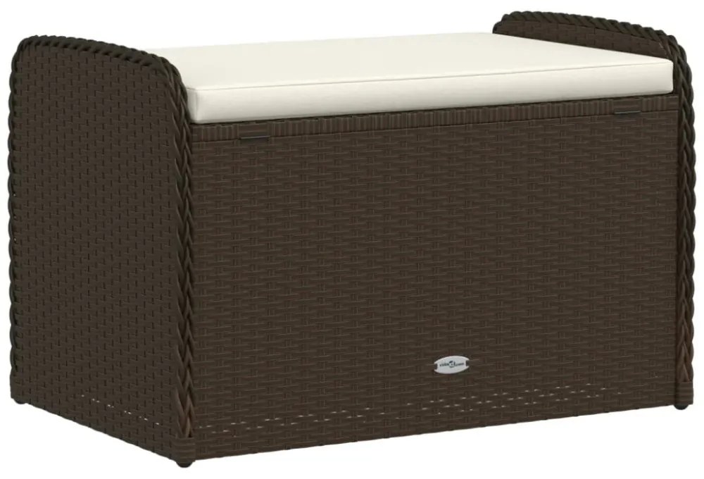 barna polyrattan tárolópad párnával 80 x 51 x 52 cm