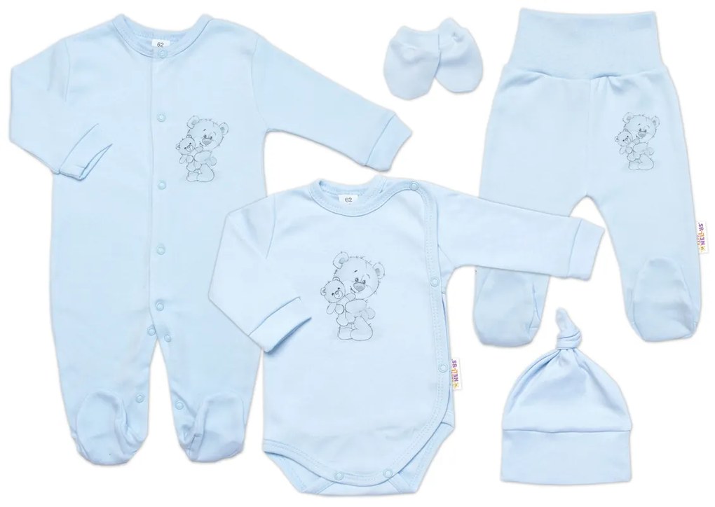 5 részes újszülött szett, Baby Nellys, Little Teddy, kék 62 (2-3 m) 50 (0-1 m) 50 (0-1 m) 50 (0-1 m) 50 (0-1 m) 50 (0-1 m) 50 (0-1 m) 50 (0-1 m) 62 (2-3 m) 62 (2-3 m)