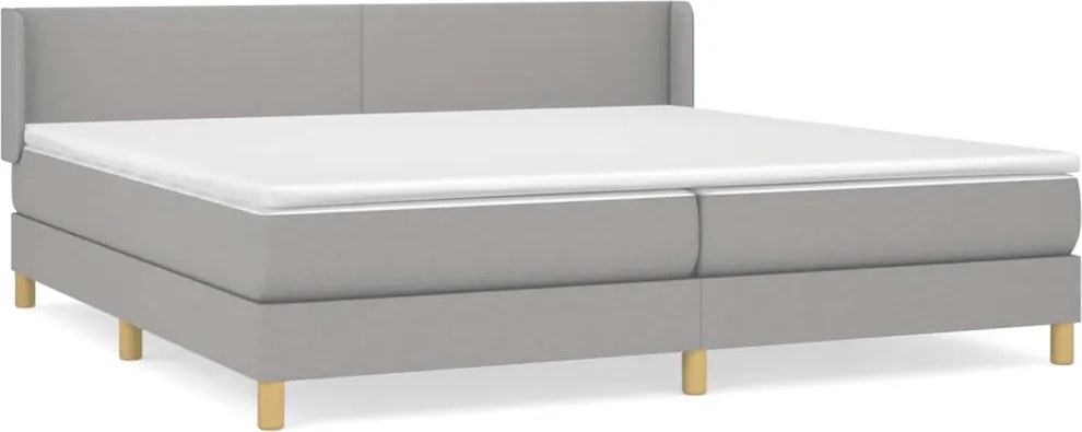 vidaXL világosszürke szövet rugós ágy matraccal 200 x 200 cm