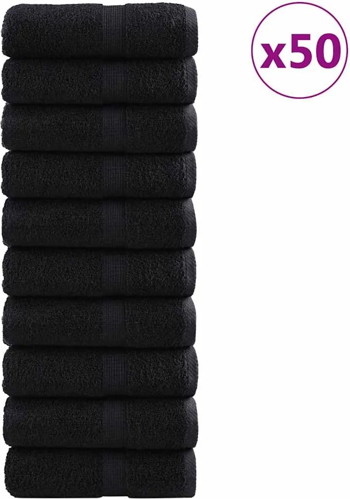 vidaXL Vendégtörölköző SOLUND 50 pcs Fekete 30 x 50 cm 550 gsm