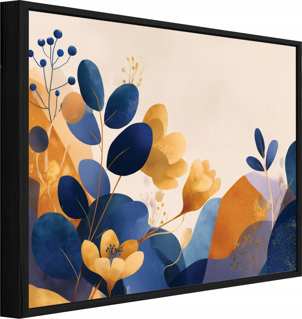 Vászonkép Fekete Keretben Absztrakt Levelek Glamour Hálószoba 60x40