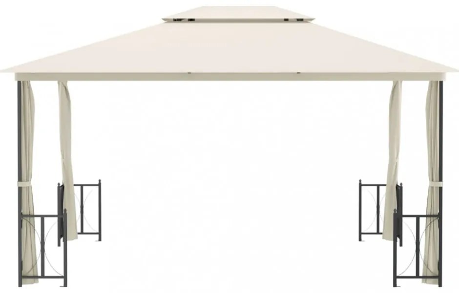 krémszínű pavilon oldalfalakkal és dupla tetővel 3x4 m
