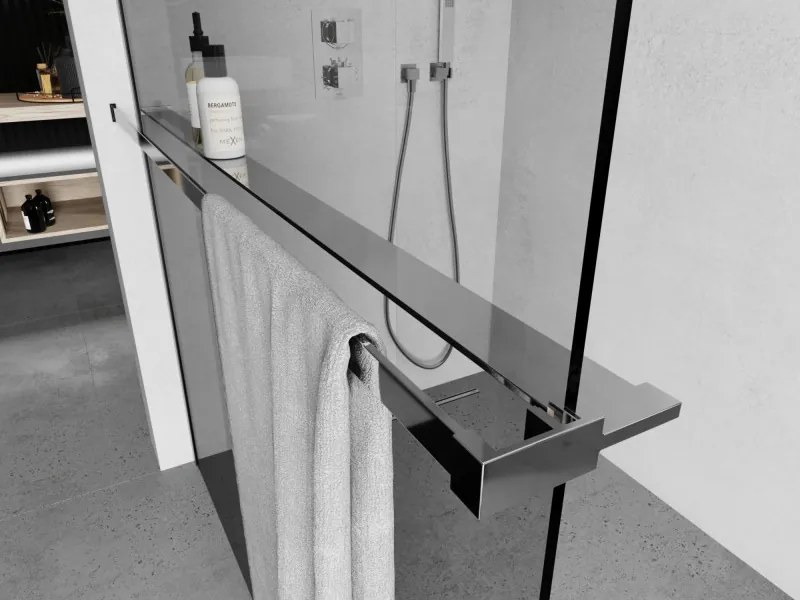 Mexen tartozékok, polc/törülközőtartó zuhanyparavánhoz (max. 140cm), króm, 800-02-01