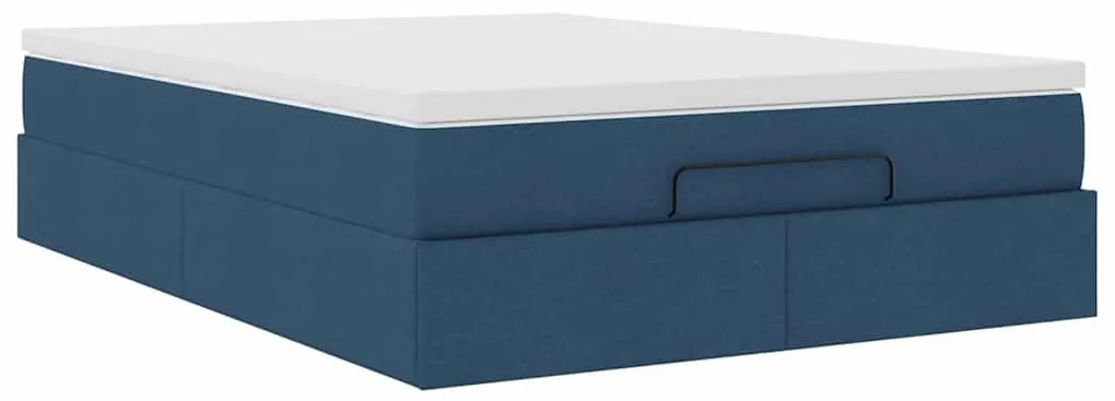 Ottomán ágykeret matraccal Kék 140x190cm anyaggal