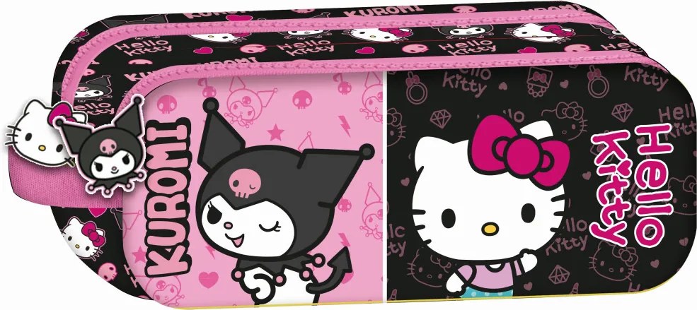Hello Kitty & Kuromi 2 rekeszes tolltartó 23 cm