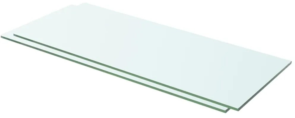 2 db átlátszó üveg paneles polc 60 x 20 cm