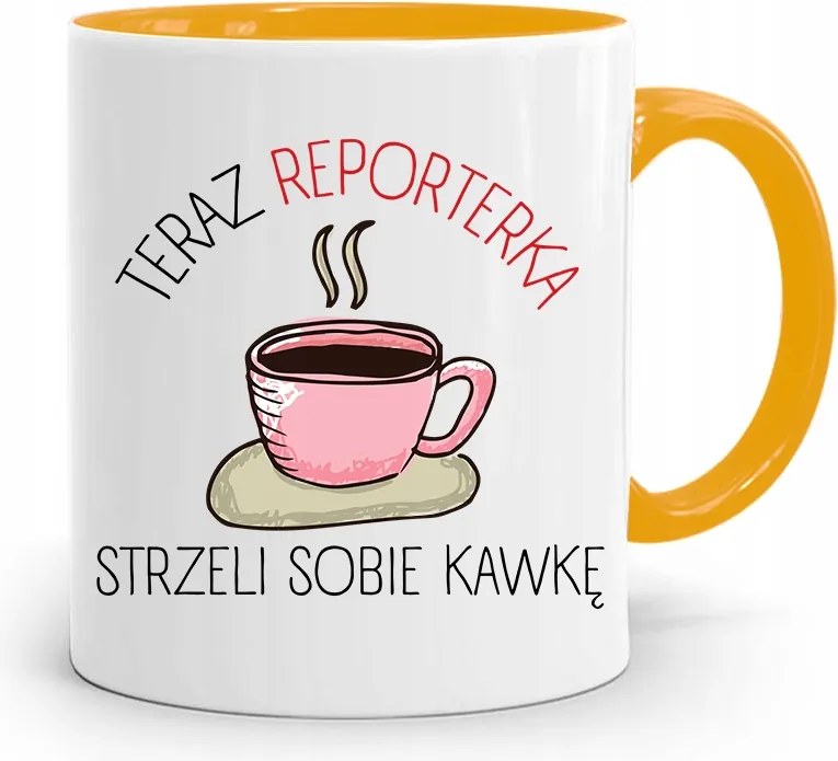 Sárga Bögre Ajándék Riporter Újságírónak fényképes nyomtatással