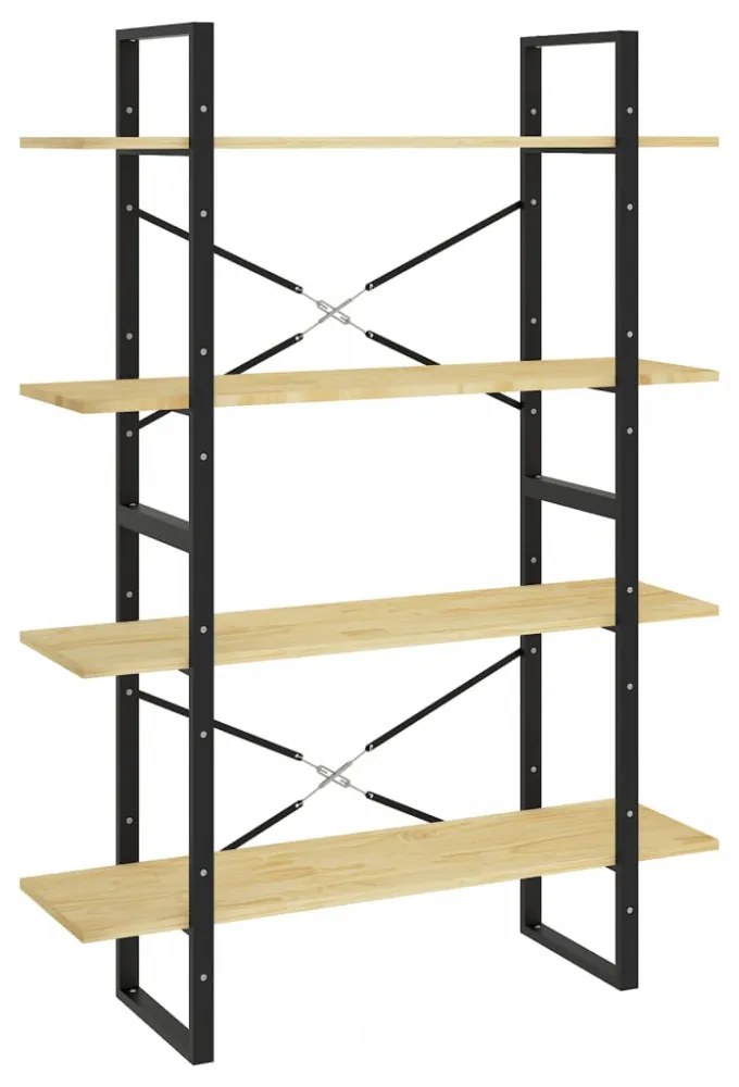 négyszintes barna tömör fenyőfa könyvszekrény 100 x 30 x 140 cm