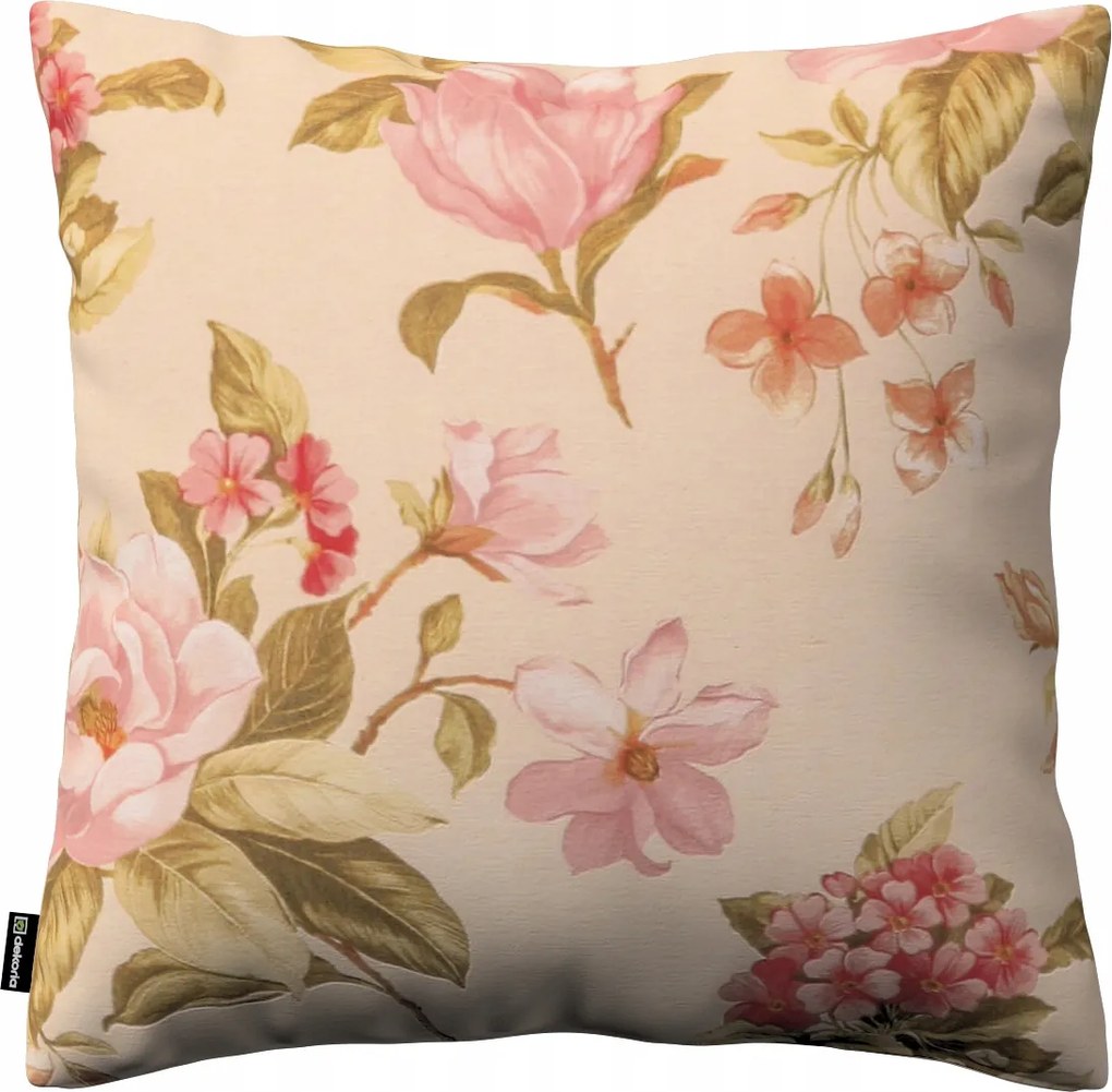 Párnahuzat 43x43 nagy virágok krémszínű alapon