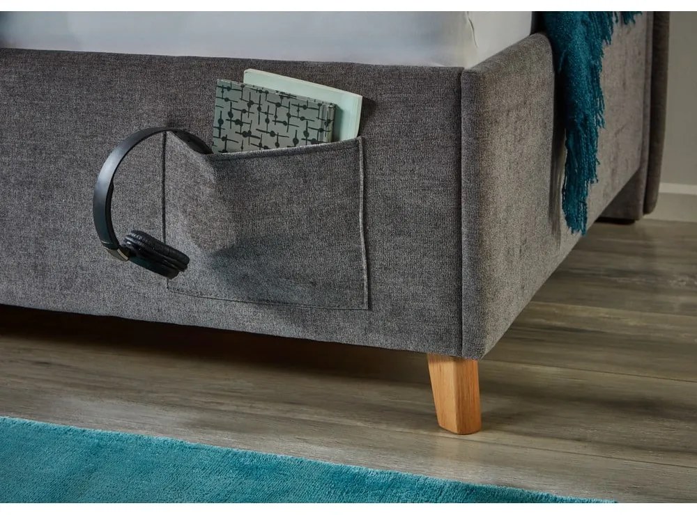 Szürke kárpitozott sarok gyerekágy ágyrács nélkül 140x200 cm Fun – Meise Möbel