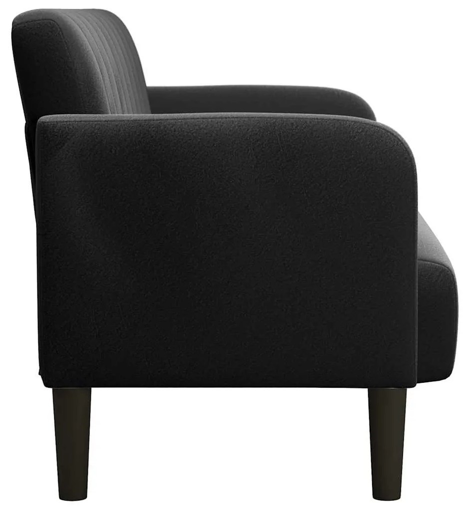 fekete bársony loveseat kanapé 109 cm