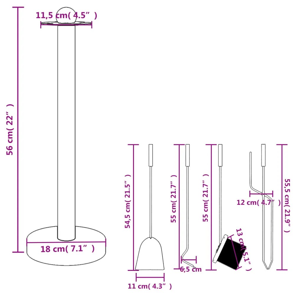 5 darabos kandallószerszám-készlet 18 x 56 cm acél