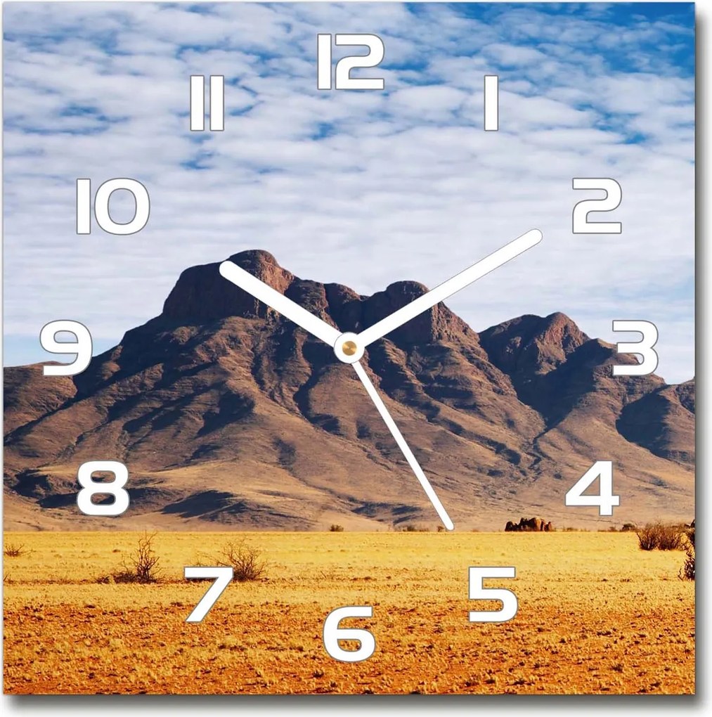 Négyzet alakú üveg falióra Sziklák Namíbiában 30x30 cm