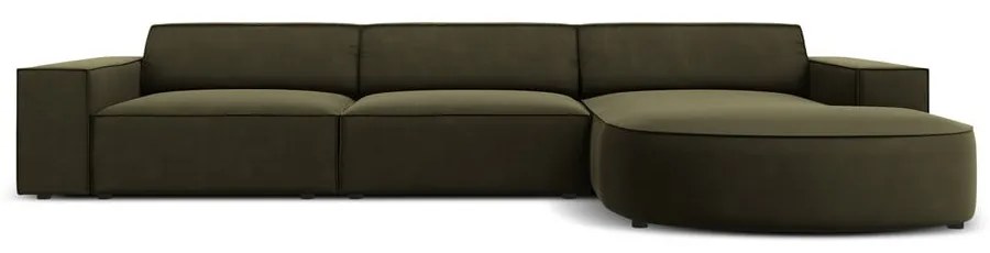 Zöld bársony sarokkanapé (jobb oldali) Jodie - Micadoni Home