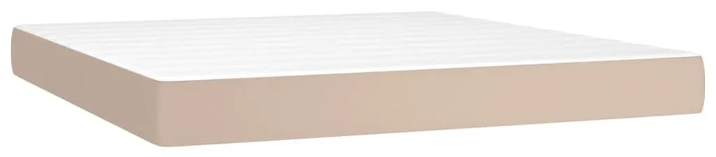 cappuccino színű műbőr rugós ágy matraccal és LED-del 160x200cm