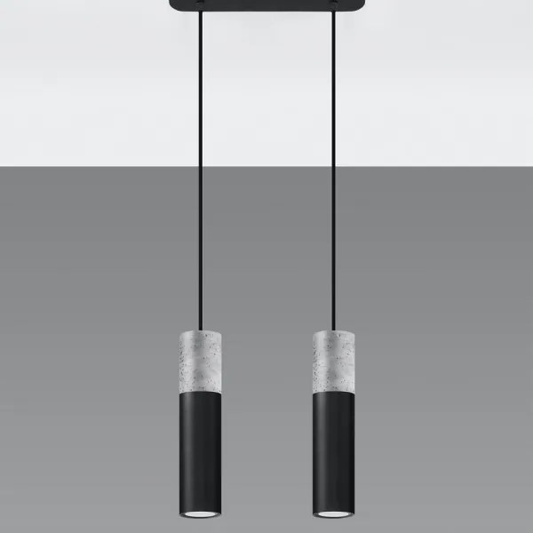 Sollux SL.0651 - BORGIO függeszték 2xGU10/40W/230V beton/fém fekete