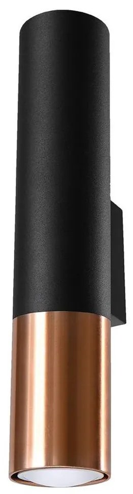 Sollux SL.0944 - Fali lámpa LOOPEZ 2xGU10/10W/230V fekete/réz SL.0944