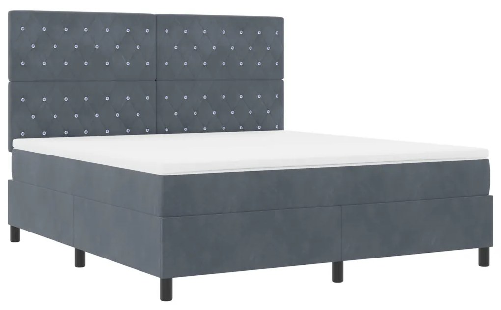 Boxspring Ágy Mattal Sötétszürke Szuper Király Bársonyos