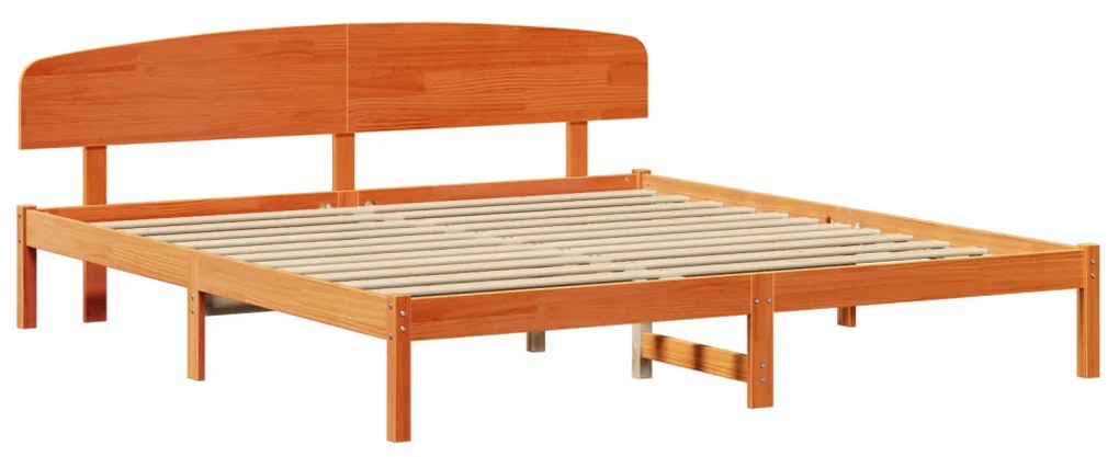 Ágykeret Fejházzal Gyantázott Barna 200x200 cm Tömör Fenyő