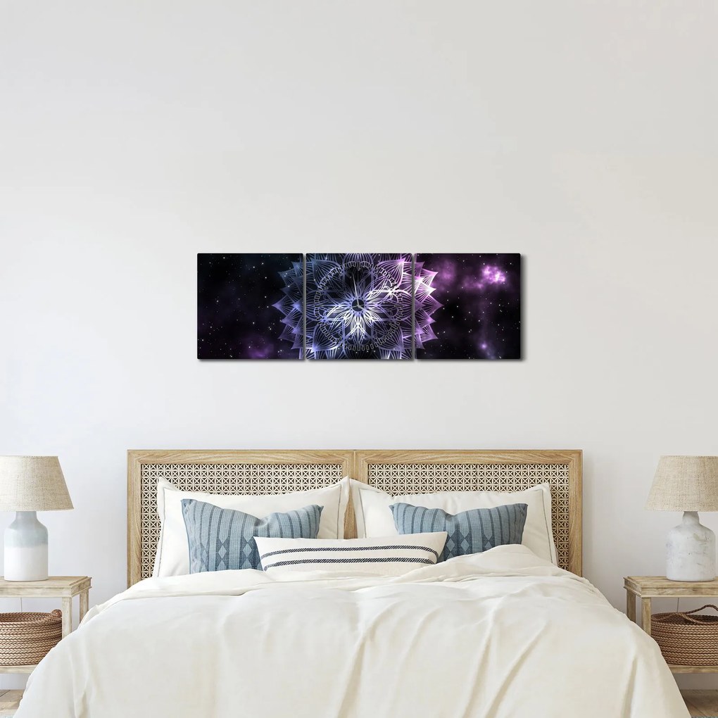 Kép - Lótusz mandala az űrben (órával) (90x30 cm)