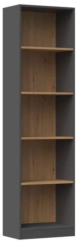 Aldabra R50 polcos szekrény, 50x181x30 cm, antracit-tölgy