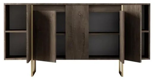 Konzolasztal Luxe - Walnut, Gold