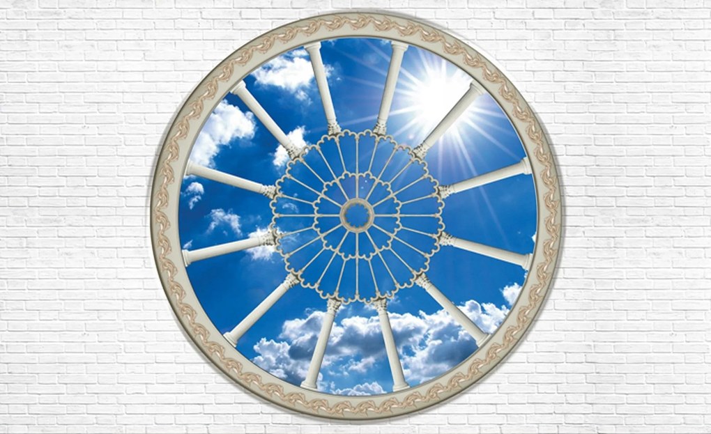 Flizelin fotótapéta Fehér tégla ablak napsütötte égbolt 400x280 +ragasztó