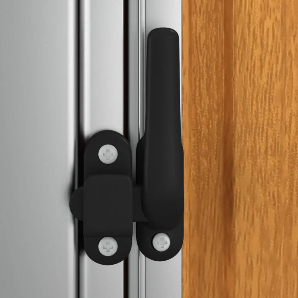 horganyzott acél, fahatású kerti fészer 180,5 x 97 x 209,5 cm