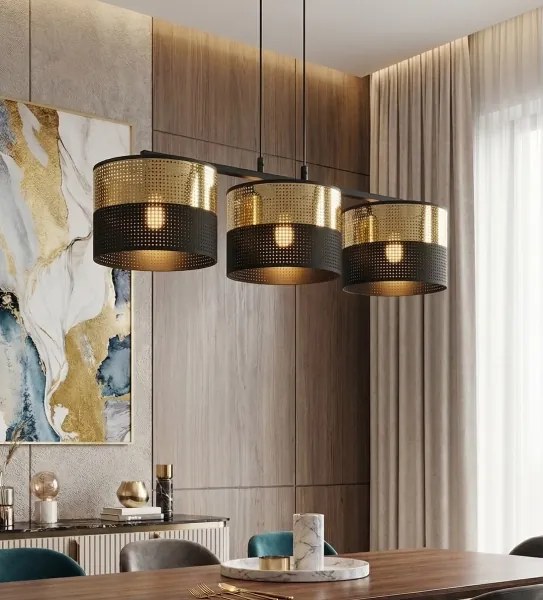 LUX kábeles csillár 3xE27/15W/230V fekete/arany